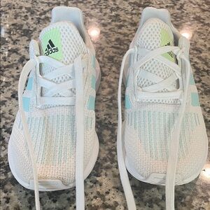Adidas Kids White and Light Blue Sneakers
